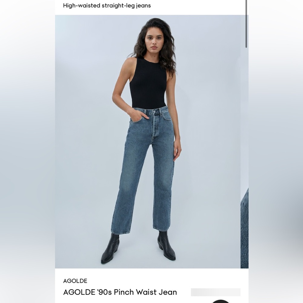 Agolde 90s pinch waist high rise, straight legged jeans, size 25